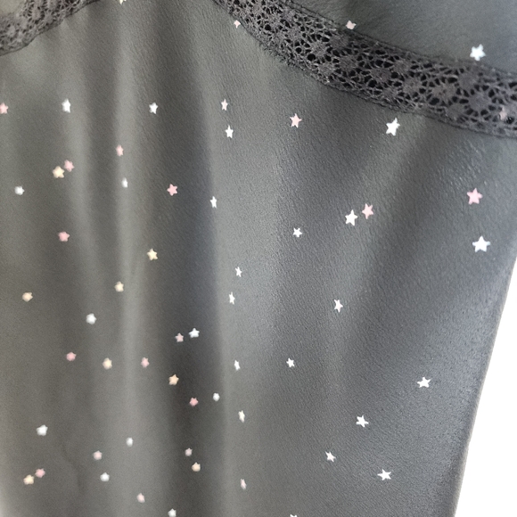 AllSaints Black Star Print Lace Accented Slip Dress Size Small - Picture 6 of 16
